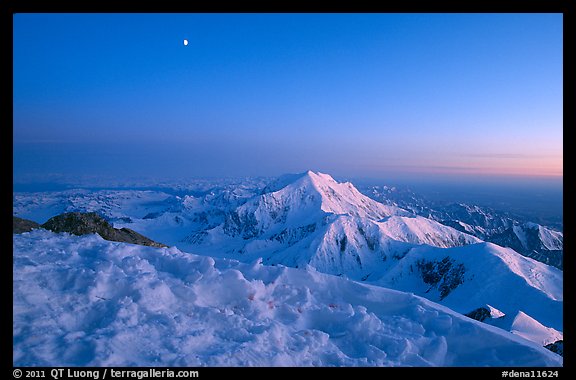 Mt Foraker seen from Mt McKingley at twilight. Denali National Park (color)