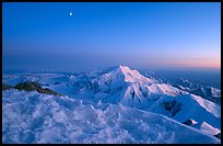 Mt Foraker seen from Mt McKingley at twilight. Denali National Park, Alaska, USA.