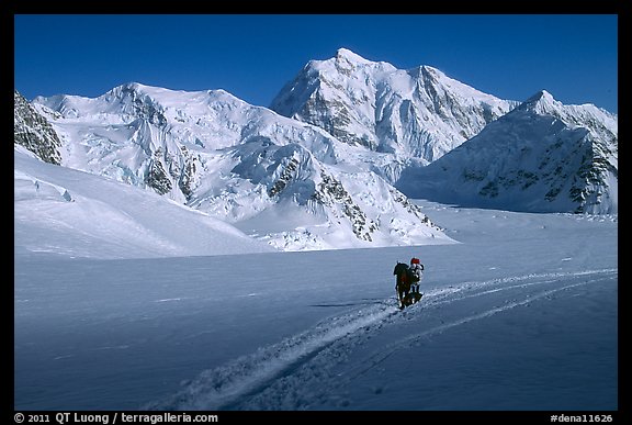 Mountaineers at the base of Mt McKinley. Denali National Park, Alaska, USA.