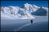 Mountaineers at the base of Mt McKinley. Denali National Park, Alaska, USA.