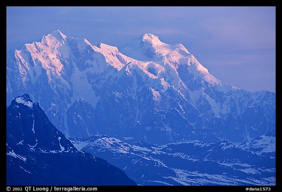 Mt Huntington and Mt Hunter at sunrise. Denali National Park (color)