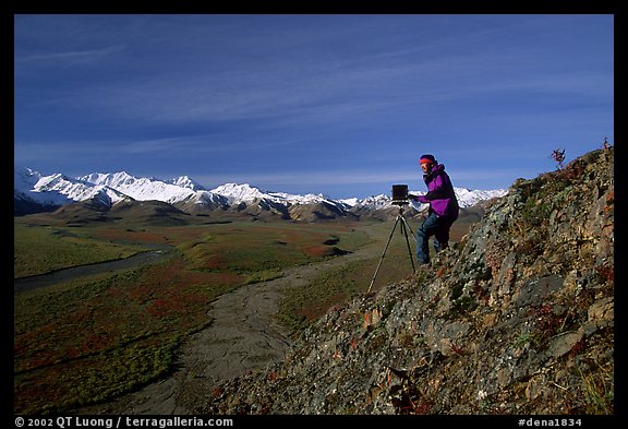Photographer at Polychrome Pass. Denali National Park, Alaska, USA.