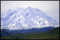 North Face of Mt McKinley above Thorofare Pass. Denali National Park, Alaska, USA. (color)