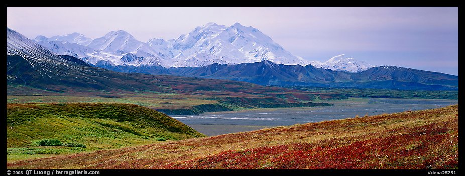 Mount McKinley rises above autumn tundra. Denali National Park (color)