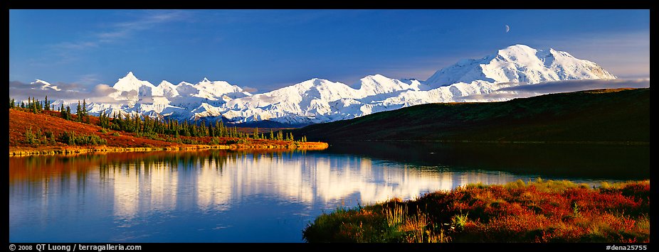 Tranquil autumn evening with Mount McKinley reflections. Denali  National Park (color)