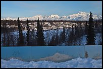 Interpretive sign, forest and Alaska range. Denali National Park ( color)