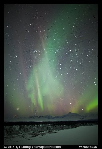 Aurora above Mt McKinley, winter. Denali National Park (color)