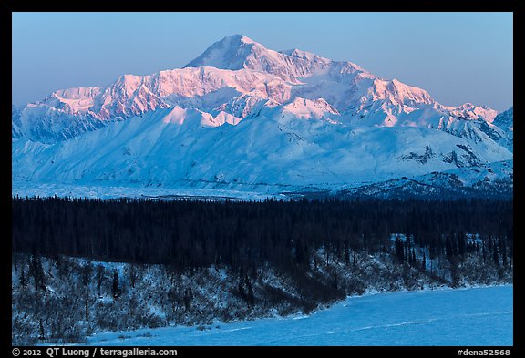 First light on Denali in winter. Denali National Park (color)