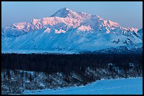 First light on Denali in winter. Denali National Park ( color)