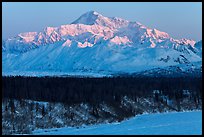 First light on Denali in winter. Denali National Park ( color)