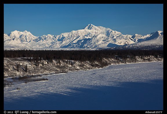 Alaska range in winter, early morning. Denali National Park, Alaska, USA.