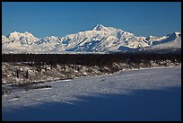 Alaska range in winter, early morning. Denali National Park, Alaska, USA.