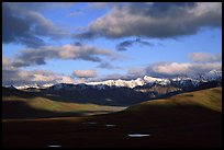 Alaska Range and clouds from Polychrome Pass, evening. Denali National Park, Alaska, USA. (color)