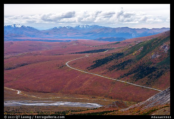Savage River and park road from above. Denali National Park (color)