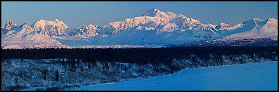 Alaska range panorama in winter. Denali National Park, Alaska, USA.