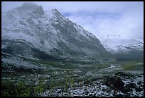 Fresh snow near Arrigetch Peaks. Gates of the Arctic National Park, Alaska, USA.