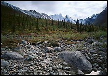 Arrigetch Creek and Peaks. Gates of the Arctic National Park, Alaska, USA. (color)