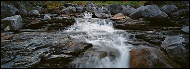 Stream, granite slabs, and boulders. Gates of the Arctic National Park (Panoramic color)