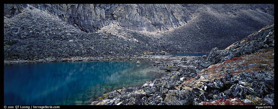 Turquoise lake and scree slopes. Gates of the Arctic National Park (color)