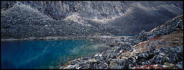 Turquoise lake and scree slopes. Gates of the Arctic National Park (Panoramic color)
