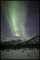 Northern lights over Brooks Range. Gates of the Arctic National Park, Alaska, USA. (color)