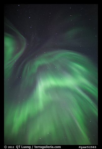 Northern lights and starry sky. Gates of the Arctic National Park (color)