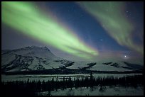 Northern lights over Brooks Range, winter. Gates of the Arctic National Park, Alaska, USA.