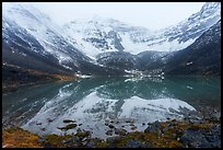 Snowy Three River Mountain reflected in lake. Gates of the Arctic National Park ( color)