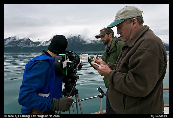 Team begins filming a movie sequence. Glacier Bay National Park, Alaska, USA.