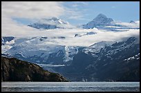 Rugged peaks of Fairweather range rising abruptly above the Bay. Glacier Bay National Park, Alaska, USA.