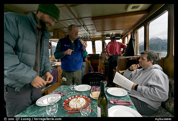 Appetizer served in the main cabin of the Kahsteen. Glacier Bay National Park, Alaska, USA.