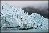 Front of Margerie Glacier in foggy weather. Glacier Bay National Park, Alaska, USA.