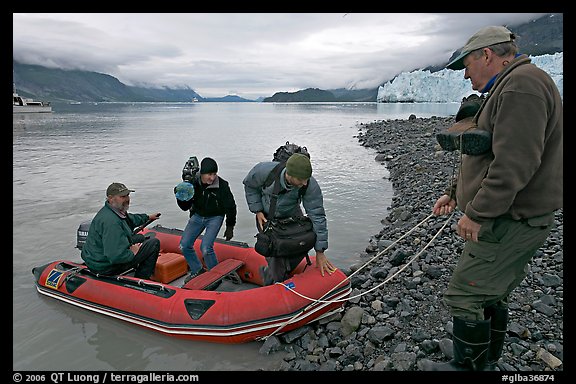 Film crew lands near Margerie Glacier. Glacier Bay National Park (color)
