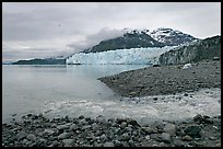 Stream flowing into Tarr Inlet, and Margerie Glacier. Glacier Bay National Park, Alaska, USA.