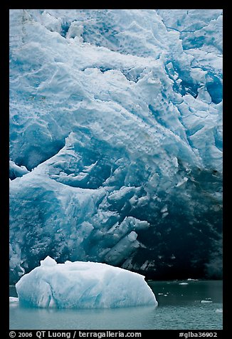 Iceberg and ice cave at the base of Reid Glacier. Glacier Bay National Park, Alaska, USA.