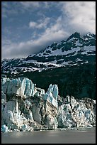 Seracs on the face of Lamplugh glacier and Mount Cooper. Glacier Bay National Park, Alaska, USA. (color)