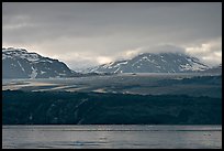 Grand Pacific Glacier glowing the the late afternoon light. Glacier Bay National Park, Alaska, USA.