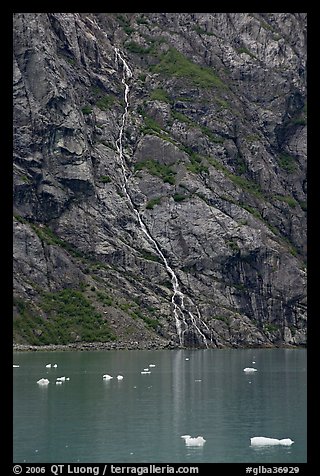 Waterfall, Tarr Inlet. Glacier Bay National Park, Alaska, USA.