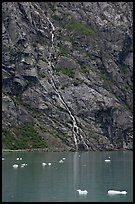 Waterfall, Tarr Inlet. Glacier Bay National Park, Alaska, USA.