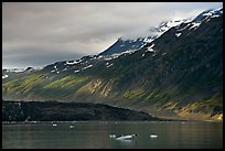 Slopes at the base of Mount Barnard illuminated by a late ray of sun. Glacier Bay National Park ( color)