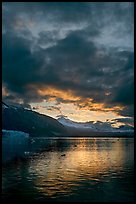 Margerie Glacier, Mount Eliza and Tarr Inlet at sunset. Glacier Bay National Park, Alaska, USA. (color)