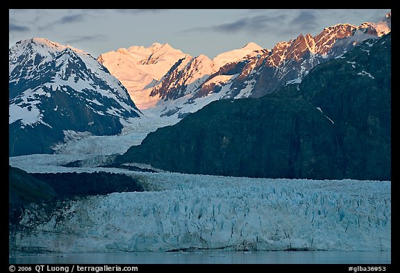 Mount Fairweather and Margerie Glacier, sunrise. Glacier Bay National Park, Alaska, USA.