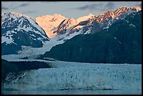 Mount Fairweather and Margerie Glacier, sunrise. Glacier Bay National Park, Alaska, USA.