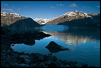 Mount Fairweather, Margerie Glacier, Mount Forde, and cove. Glacier Bay National Park, Alaska, USA. (color)