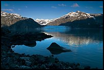 Mount Fairweather, Margerie Glacier, Mount Forde, and cove. Glacier Bay National Park, Alaska, USA.