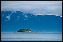 Green Island in blue seascape. Glacier Bay National Park, Alaska, USA.