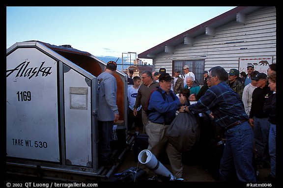 Baggage claim, King Salmon. Katmai National Park, Alaska, USA.