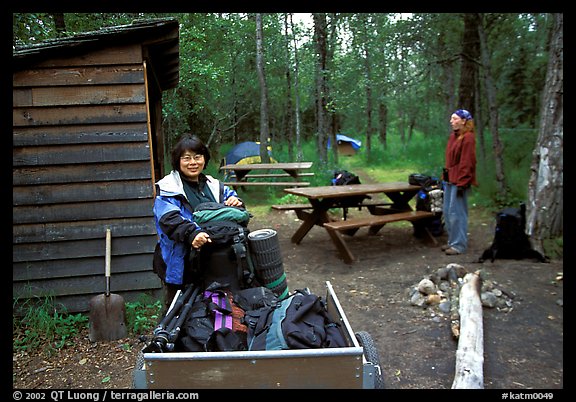 Camper ferrying loads into the campground. Katmai National Park (color)