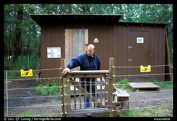 Food and gear cache in the campground, protected from bears by an electric fence. Katmai National Park (color)