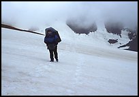 Hiking in a white-out, Valley of Ten Thousand smokes. Katmai National Park, Alaska